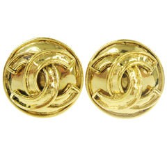 Chanel CC Button Clip-On Earrings Metal