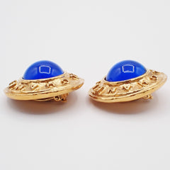 Chanel Vintage Round Clip-On Earrings Metal with Faux Pearl