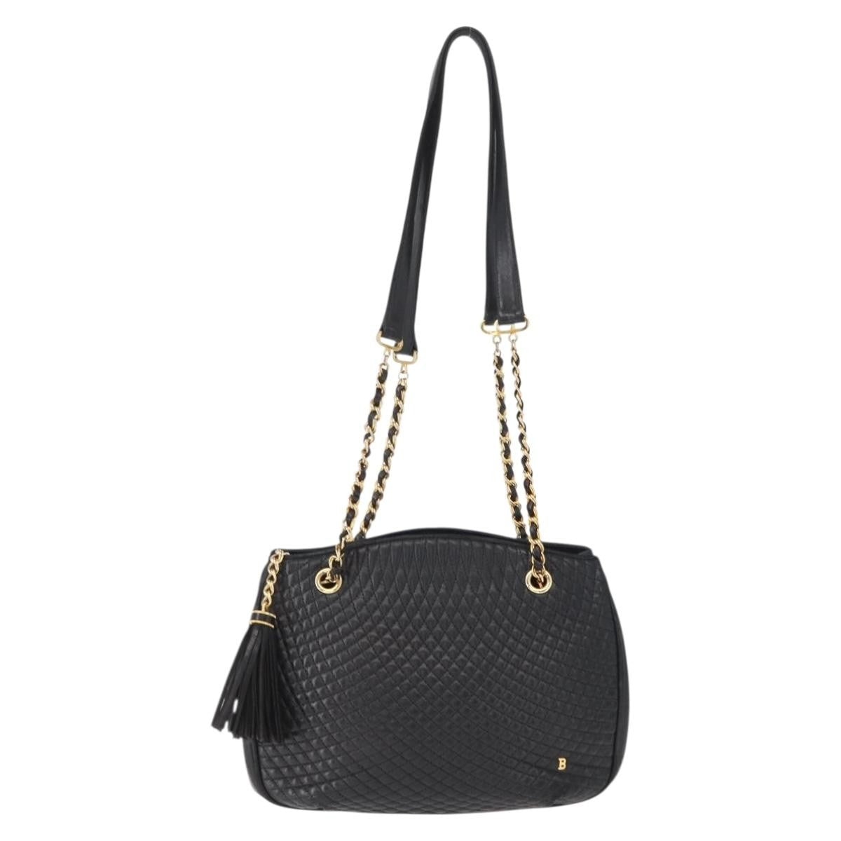 Bally Vintage Chain Shoulder Bag Quilted Leather