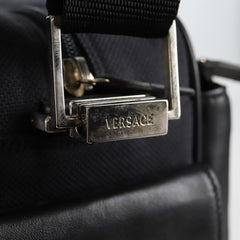 Versace Front Pocket Shoulder Bag Leather and Canvas