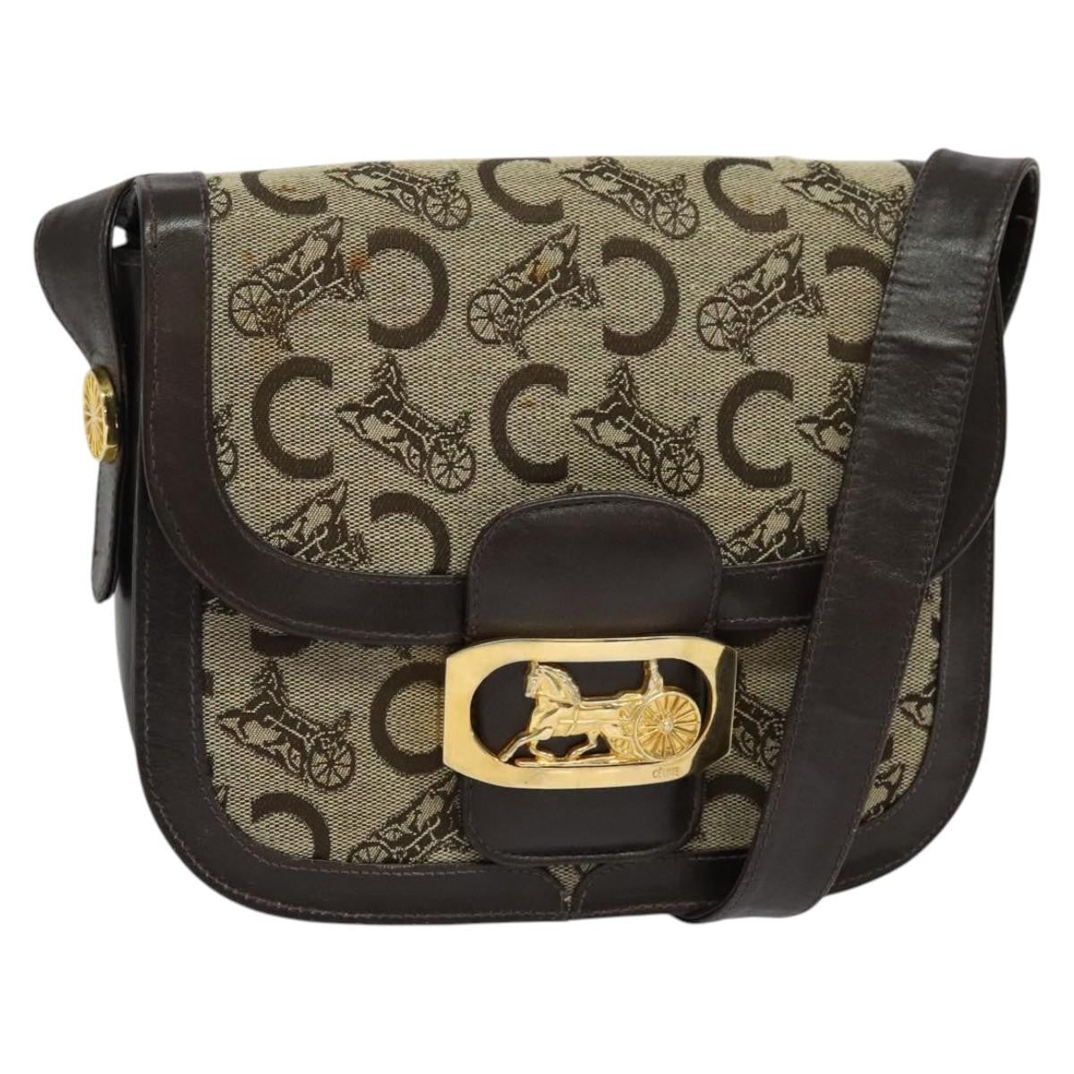 Celine C Sulky Shoulder bag Canvas and Leather