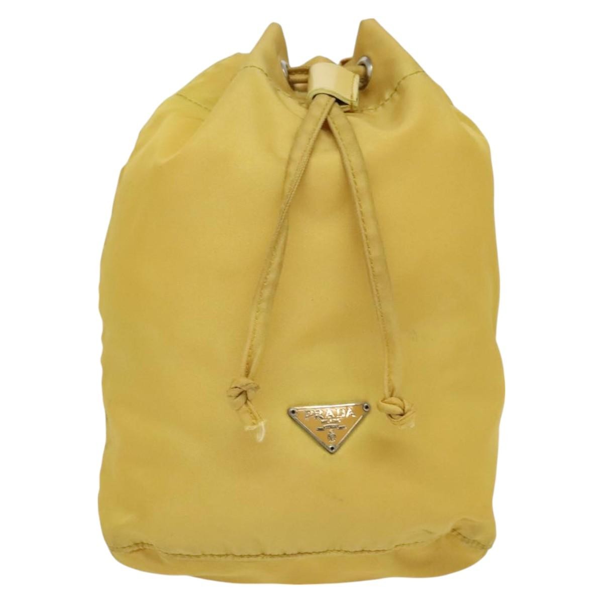 Prada Drawstring Wristlet Bucket Bag Tessuto