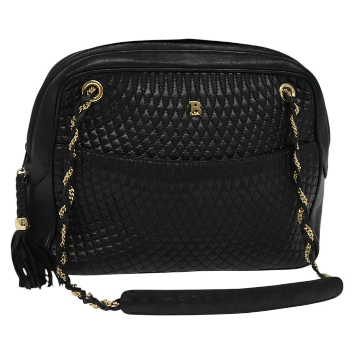 Bally Vintage Chain Shoulder Bag Quilted Leather
