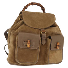 Gucci Vintage Bamboo Backpack Suede