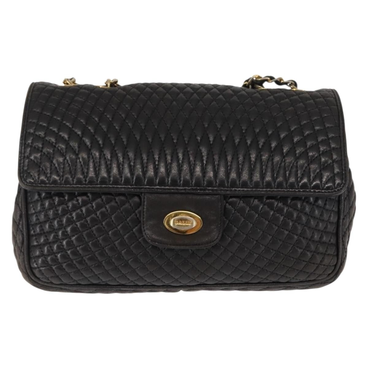 Bally Vintage Chain Shoulder Bag Quilted Leather