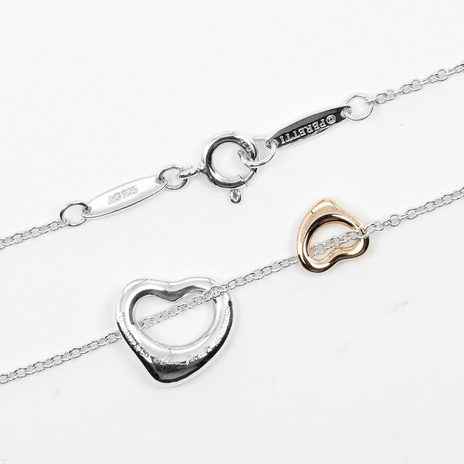 Tiffany & Co. Double Heart Pendant Necklace Sterling Silver and 18K Yellow Gold