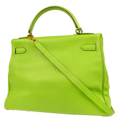 Hermes Kelly Handbag Green Gulliver with Gold Hardware