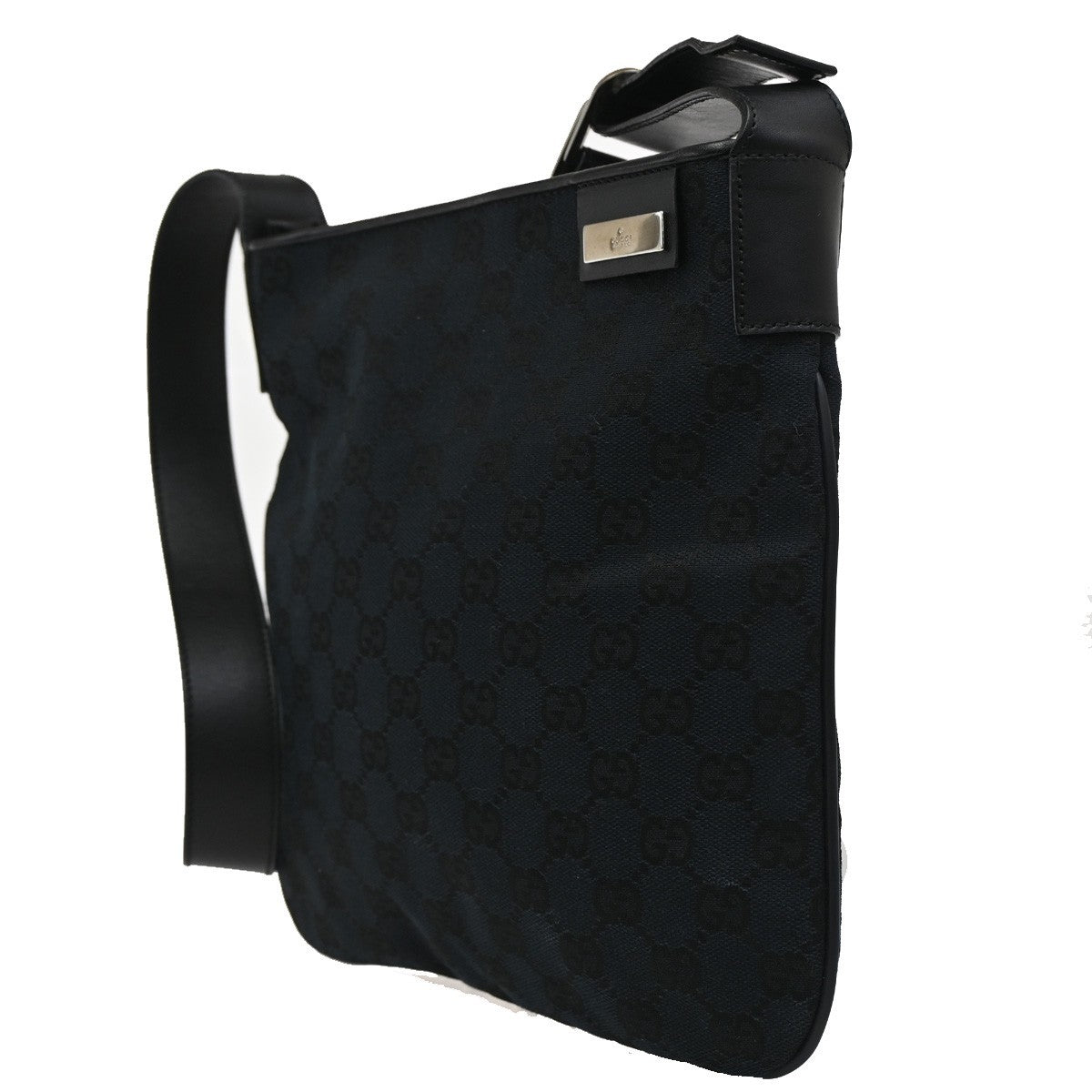 Gucci Vintage Flat Messenger Bag GG Canvas and Leather