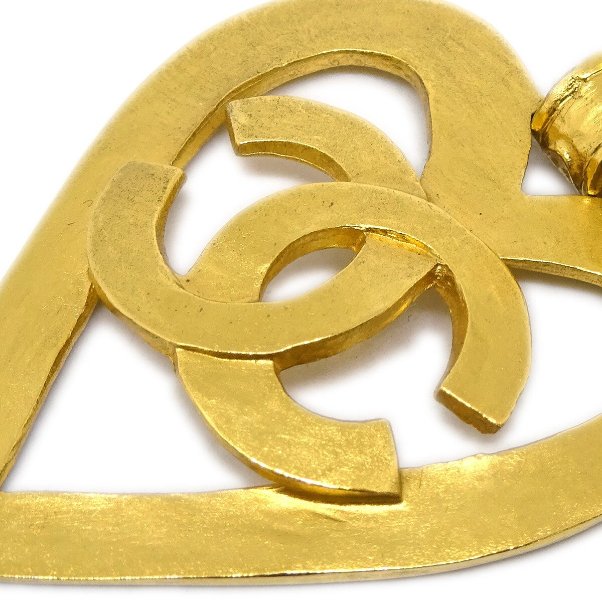 Chanel Vintage CC Heart Cut Out Drop Clip-On Earrings Metal