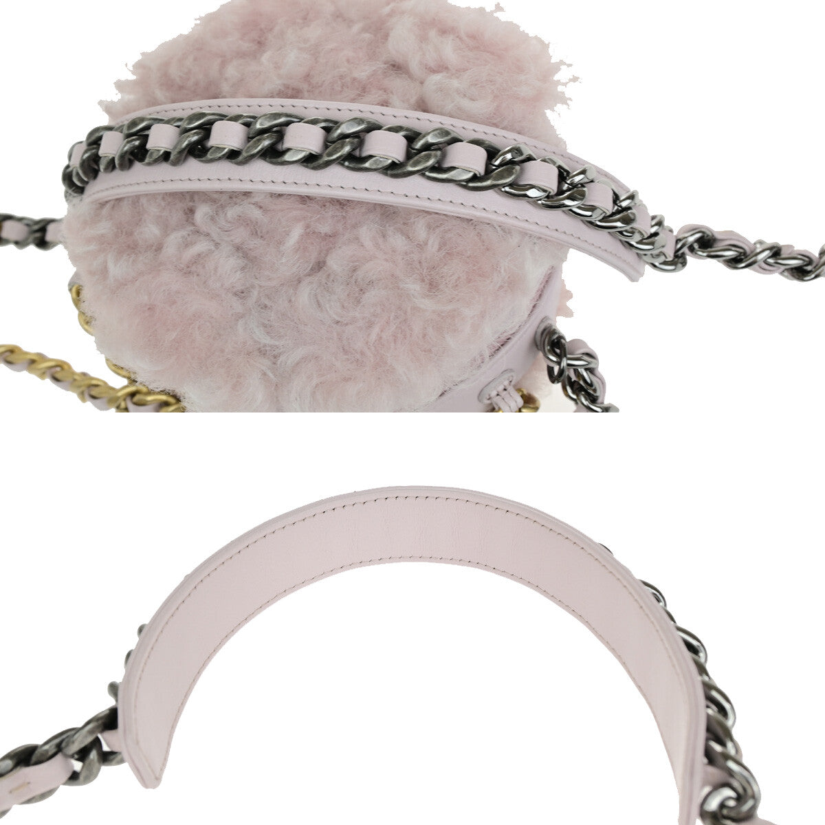Chanel 19 Round Clutch with Chain Quilted Shearling