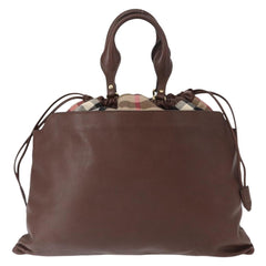 Burberry Big Crush Tote Leather and House Check Canvas
