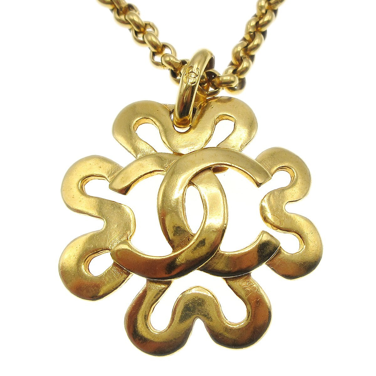 Chanel CC Flower Pendant Necklace Metal