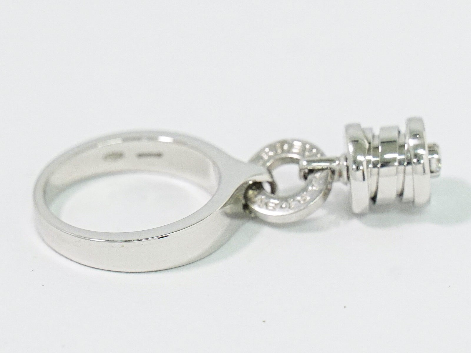 Bvlgari B.Zero1 Element Dangle Charm Ring 18K White Gold with Diamond