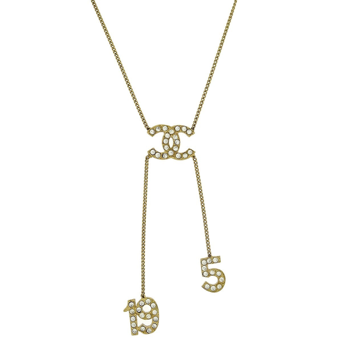 Chanel CC No.5  Pendant Necklace Metal with Crystals