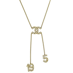 Chanel CC No.5  Pendant Necklace Metal with Crystals
