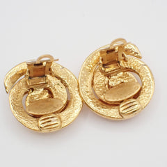 Chanel Vintage CC Round Button Clip-On Earrings Metal