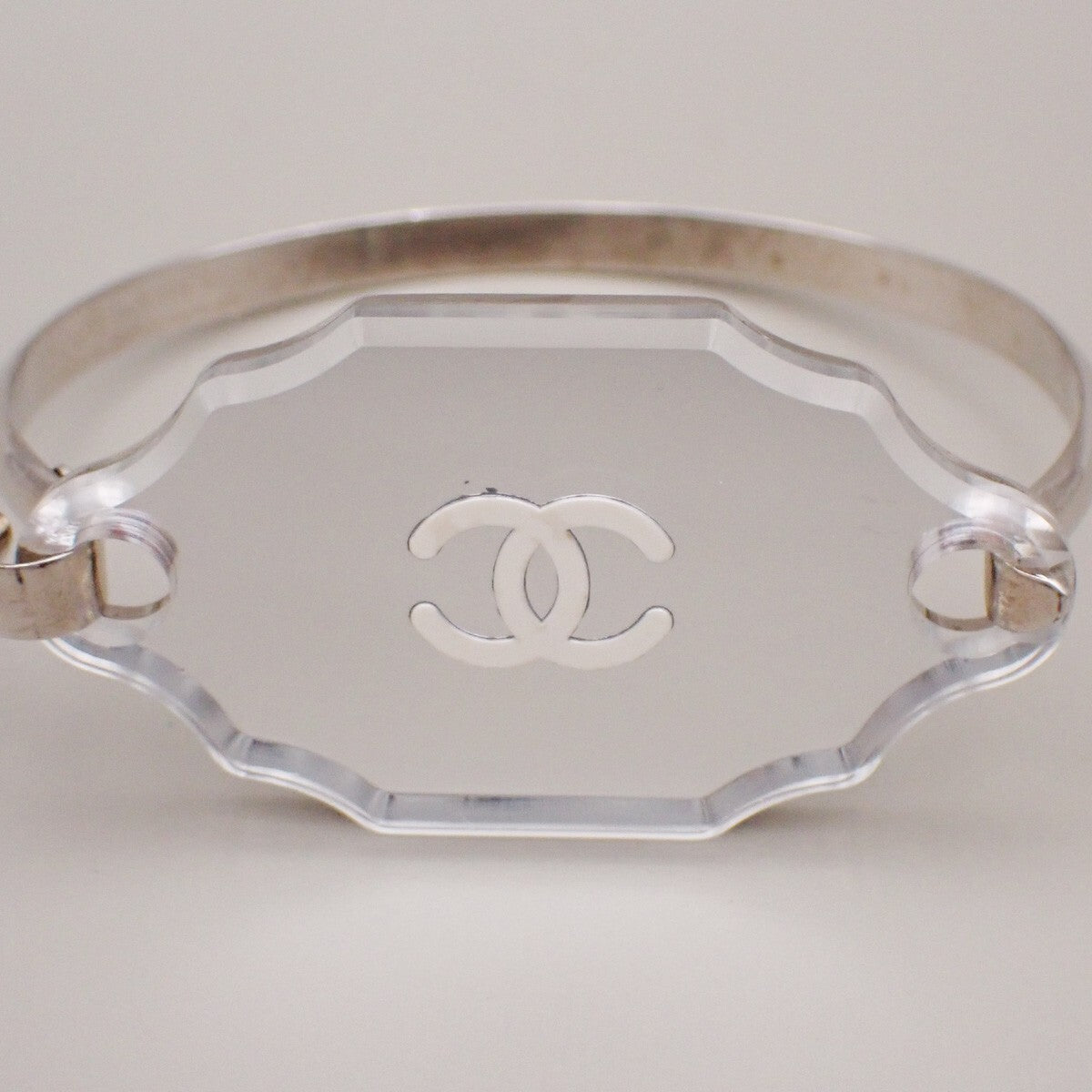 Chanel CC Logo Mirror Bangle Bracelet Metal and Plastic