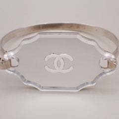Chanel CC Logo Mirror Bangle Bracelet Metal and Plastic