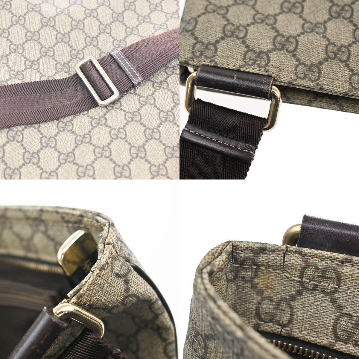 Gucci Zip Top Messenger Bag GG Coated Canvas