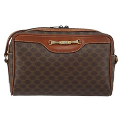 Celine Vintage Macadam Shoulder Bag Canvas and Leather