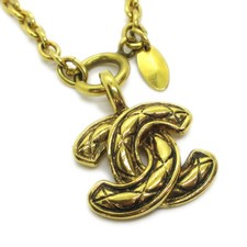 Chanel Vintage Quilted CC Pendant Necklace Metal