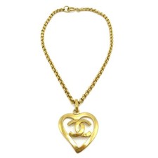 Chanel CC Heart Pendant Necklace Metal