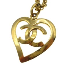 Chanel CC Heart Pendant Necklace Metal