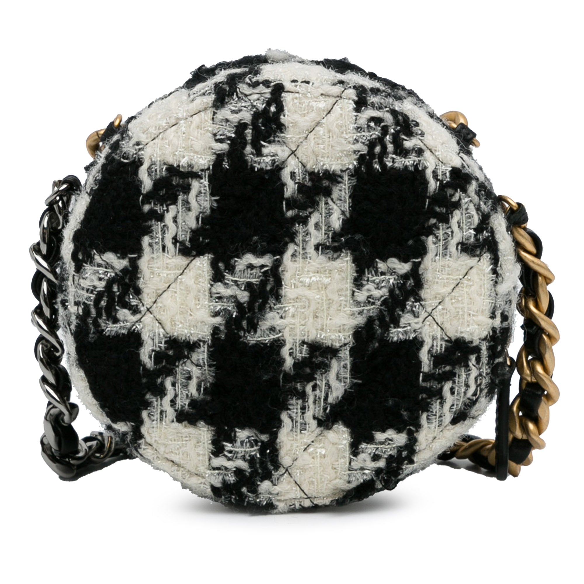 Round Tweed 19 Clutch with Chain and Lambskin Coin Purse_3