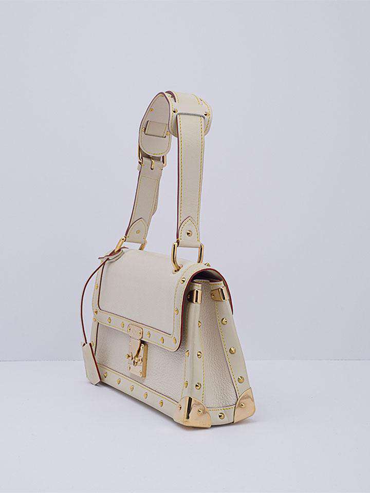 White Louis Vuitton Suhali Lockit MM Handbag – Designer Revival