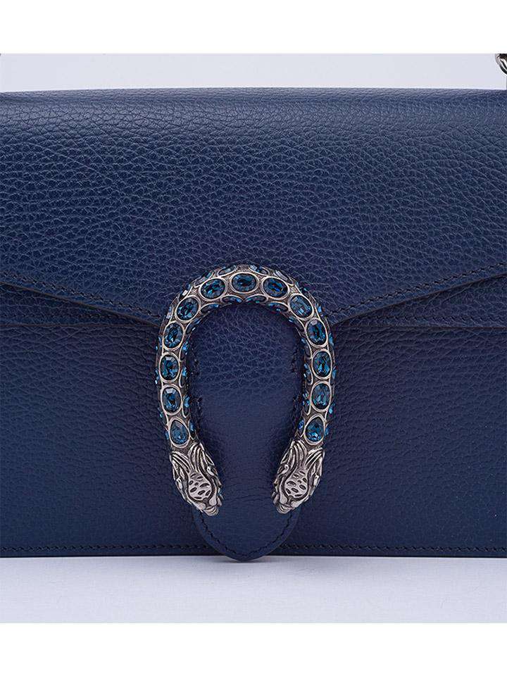 Gucci Navy Leather Small Dionysus Shoulder Bag