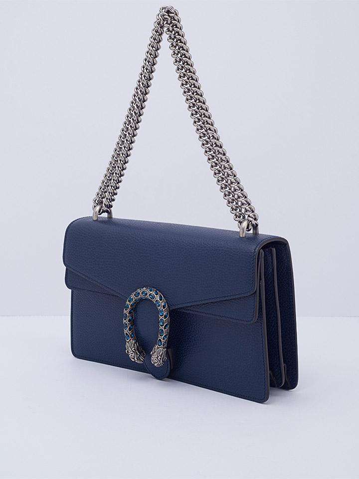 Sidelæns Umoderne bilag Gucci Navy Leather Small Dionysus Shoulder Bag – AMUSED Co