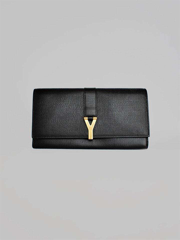 YVES SAINT LAURENT Clutch Wallet Zip Bifold Leather