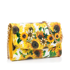Sunflower Printed Leather Wallet on Chain_1
