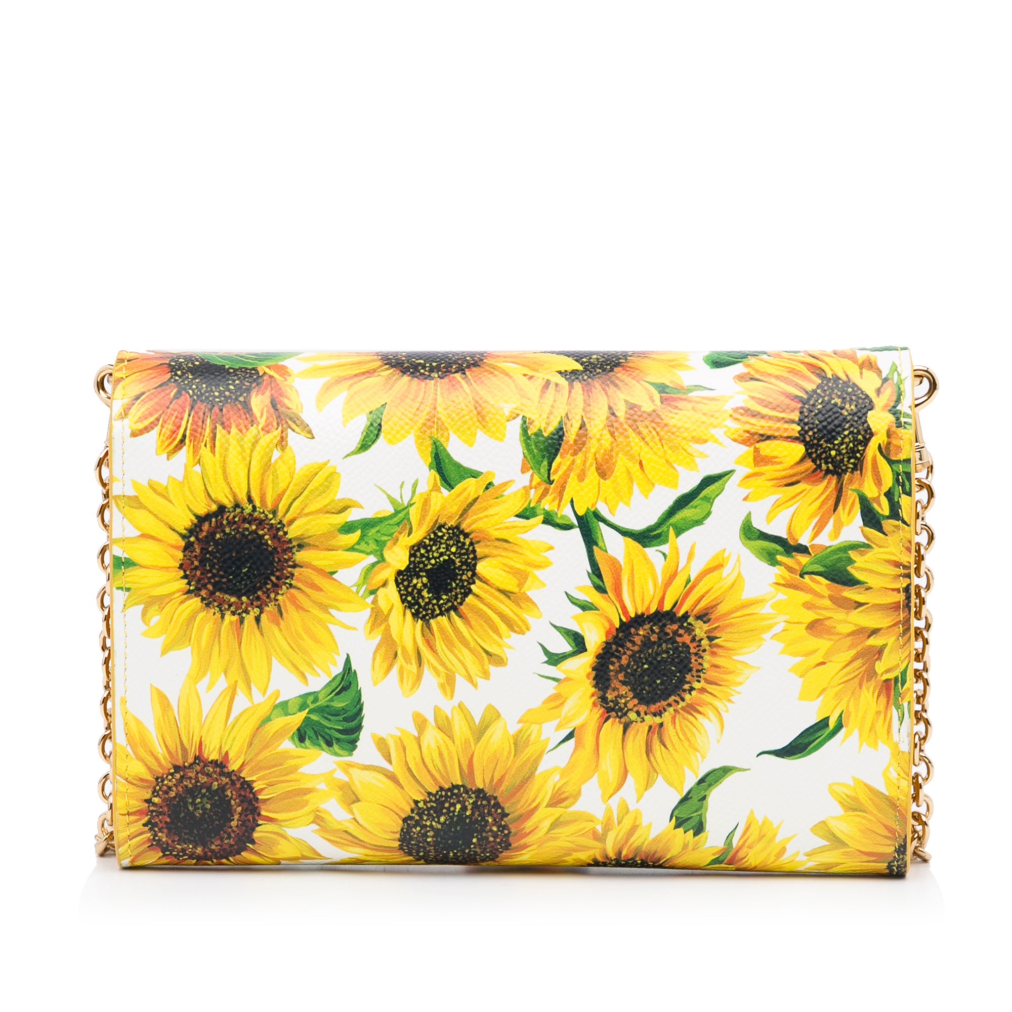 Sunflower Printed Leather Wallet on Chain_3