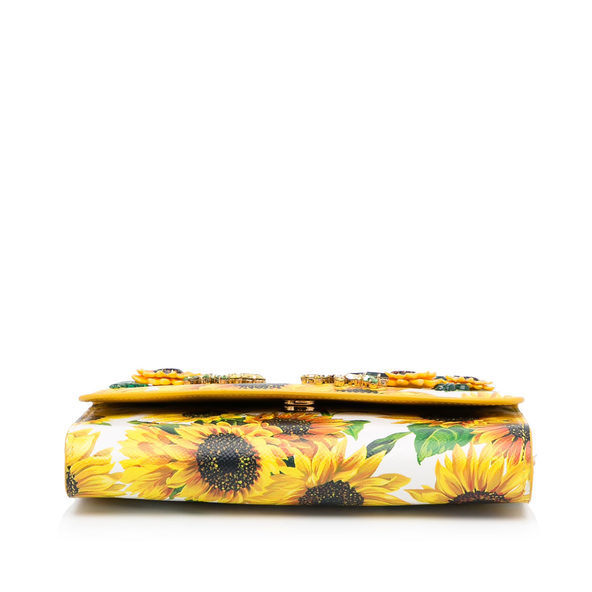 Sunflower Printed Leather Wallet on Chain_4