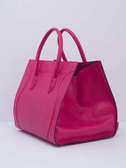 حقيبة جلد سيلين فانتوم لون فوشي متوسطة الحجم
