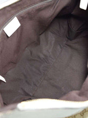 حقيبة عتيقة من مجموعة غوتشي قماش بني مع تقليم من الجلد الأبيض