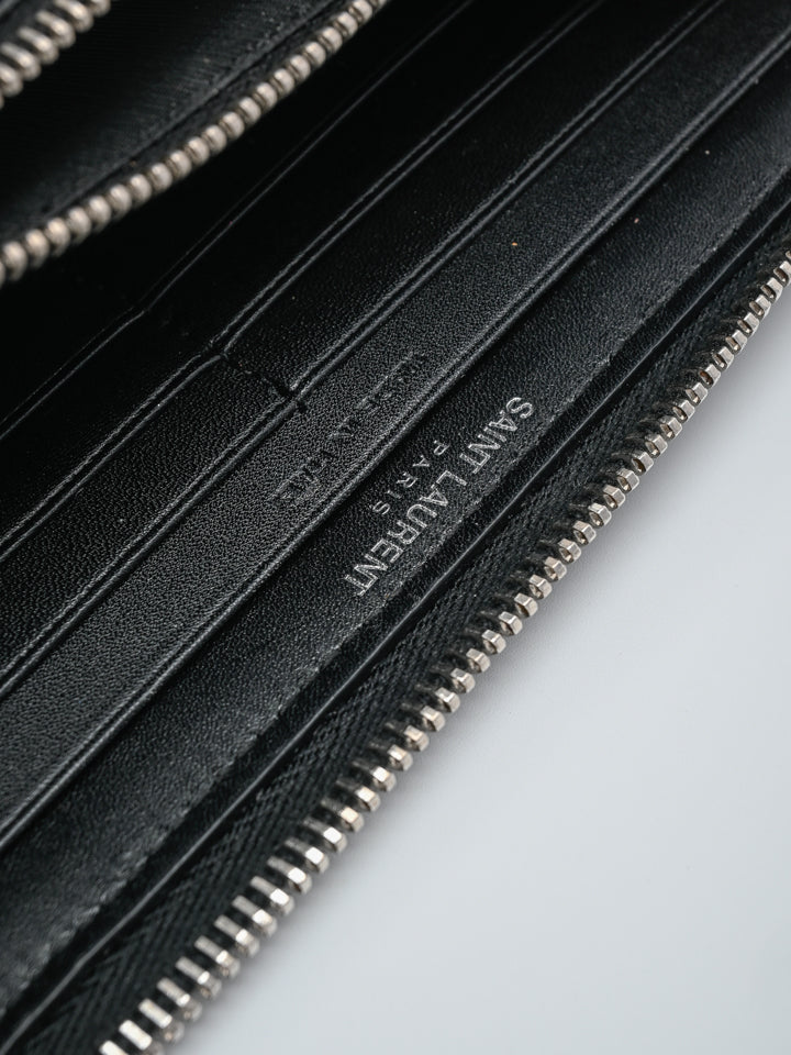 Saint Laurent Ysl Monogram Continental Zip-Around Wallet Black