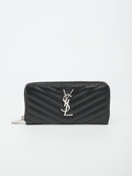 Saint Laurent Studded Continental Zip Wallet Black Leather