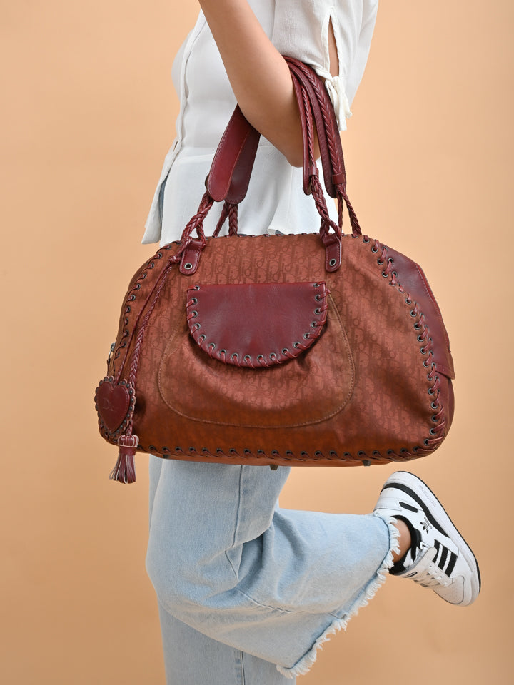 Christian Dior Ethnic Canvas and Leather Bag