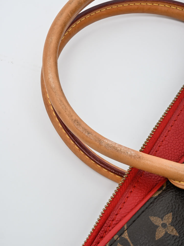 Louis Vuitton Monogram Canvas Red Leather Pallas Shopper Hand Tote