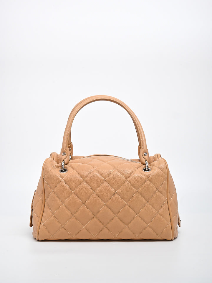 Chanel Grey Quilted Caviar Leather Small Coco Handle Bag - Yoogi's