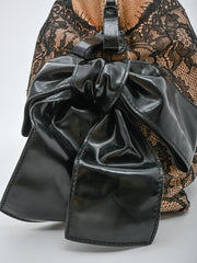 Valentino Lace-Trimmed Raffia Dome Bag