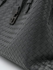 Bottega Veneta Gunmetal Intrecciato Leather Medium Roma Tote Bag