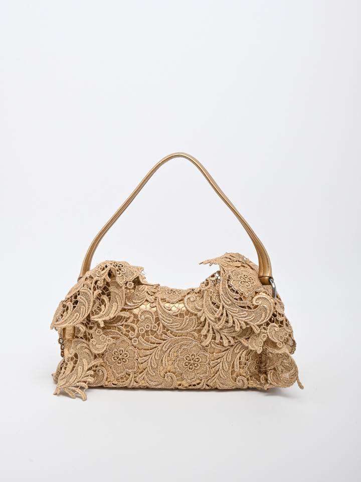 Prada Gold Oro Lace Pizzo Handbag