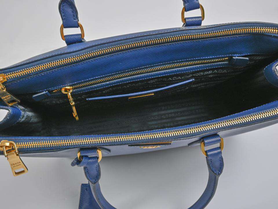 Prada Bag, Navy Saffiano Medium Galleria Double Zip Tote