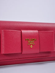 Prada Saffiano Leather Bow Continental Wallet