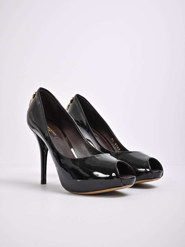 Louis Vuitton Black Patent Leather Oh Really! Platform Peep Toe