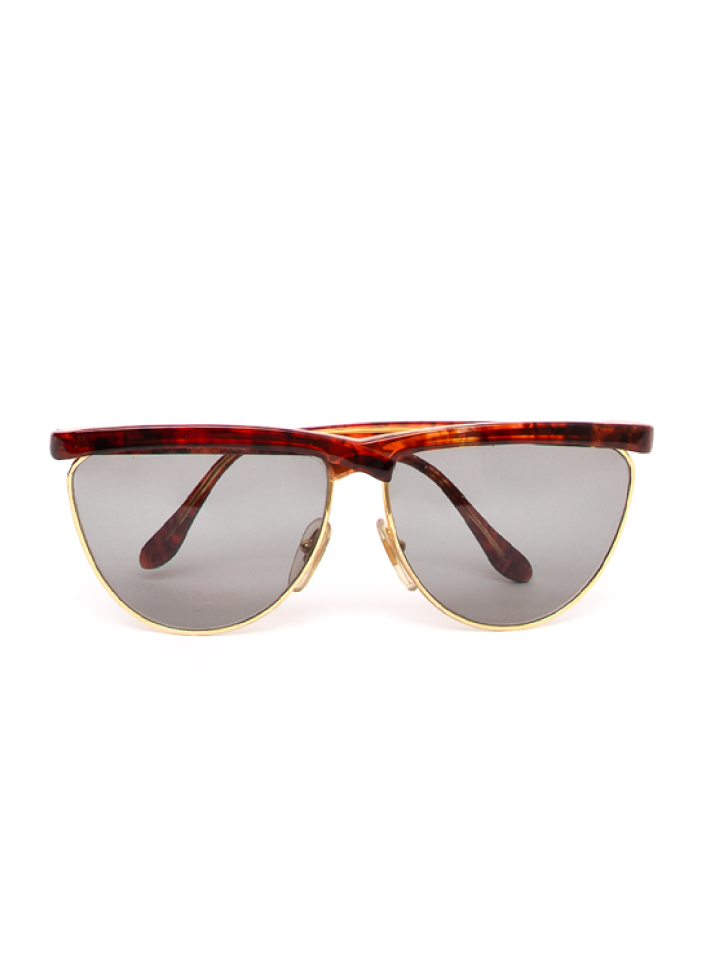 Laura Biagotti Red Tortoise Shell Semi Circle Sunglasses